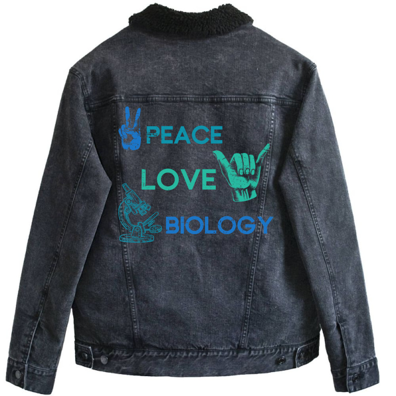 Peace Love Science Hippie Biology Girl Unisex Sherpa-Lined Denim Jacket by limverjobetg | Artistshot