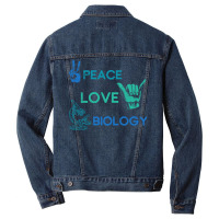 Peace Love Science Hippie Biology Girl Men Denim Jacket | Artistshot