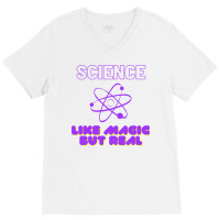 Science Like Magic But Real Yellow V-neck Tee | Artistshot