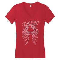 Woman Angel With Wings Bling Rhinestone Funny Chri Women's V-neck T-shirt | Artistshot