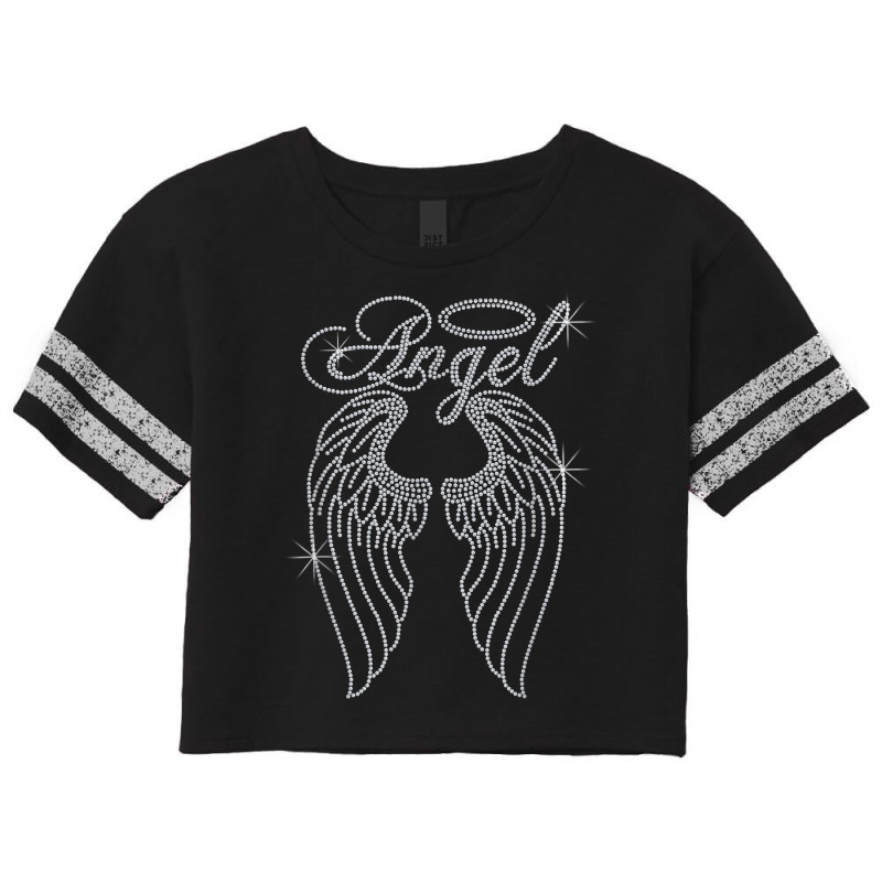 Woman Angel With Wings Bling Rhinestone Funny Chri Scorecard Crop Tee by scrabeck | Artistshot