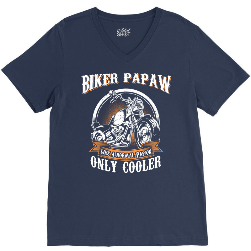 Only Cool Papaw Rides Motorcycles T  Rider Gift St V-neck Tee | Artistshot