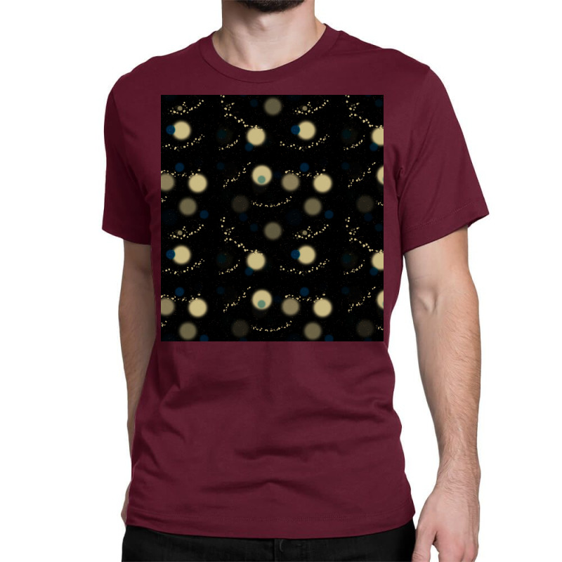 New Year Yellow Garlands On A Dark Background Classic T-shirt by koukiadaubery | Artistshot