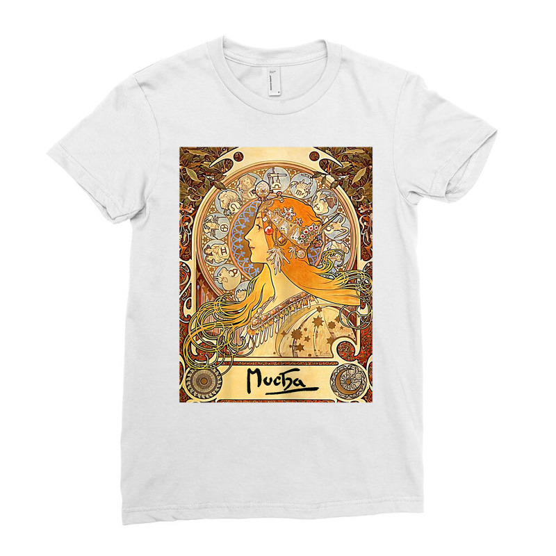 Womens Alphonse Mucha Art Nouveau Woman's T Shirt Ladies Fitted T-Shirt by scrabeck | Artistshot