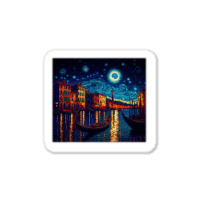 Surrealism Starry Night Grand Canal 1 Sticker | Artistshot