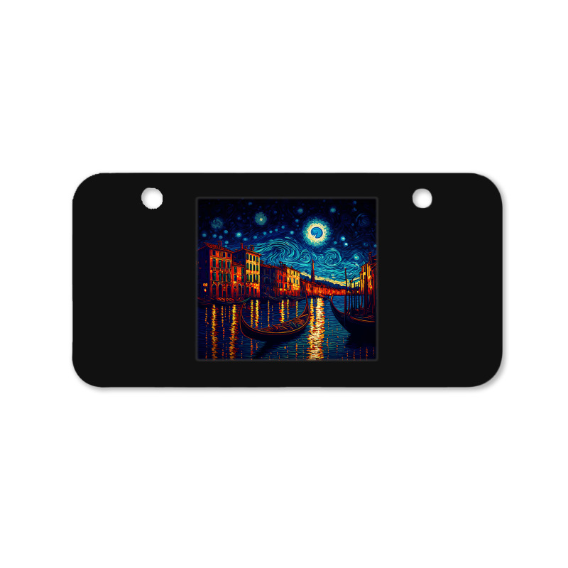 Surrealism Starry Night Grand Canal 1 Bicycle License Plate | Artistshot