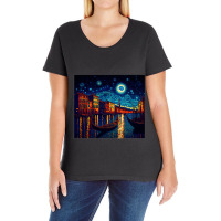 Surrealism Starry Night Grand Canal 1 Ladies Curvy T-shirt | Artistshot