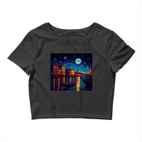 Surrealism Starry Night Grand Canal 1 Crop Top | Artistshot