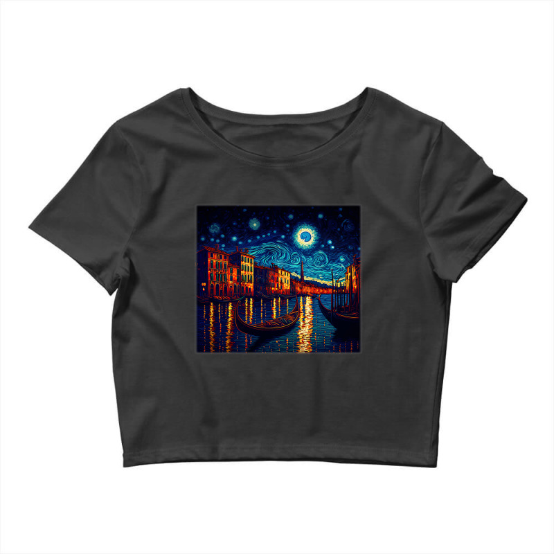 Surrealism Starry Night Grand Canal 1 Crop Top by JOSEPHADAMS | Artistshot