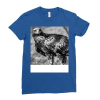 Black And White Bird Girl Ladies Fitted T-shirt | Artistshot