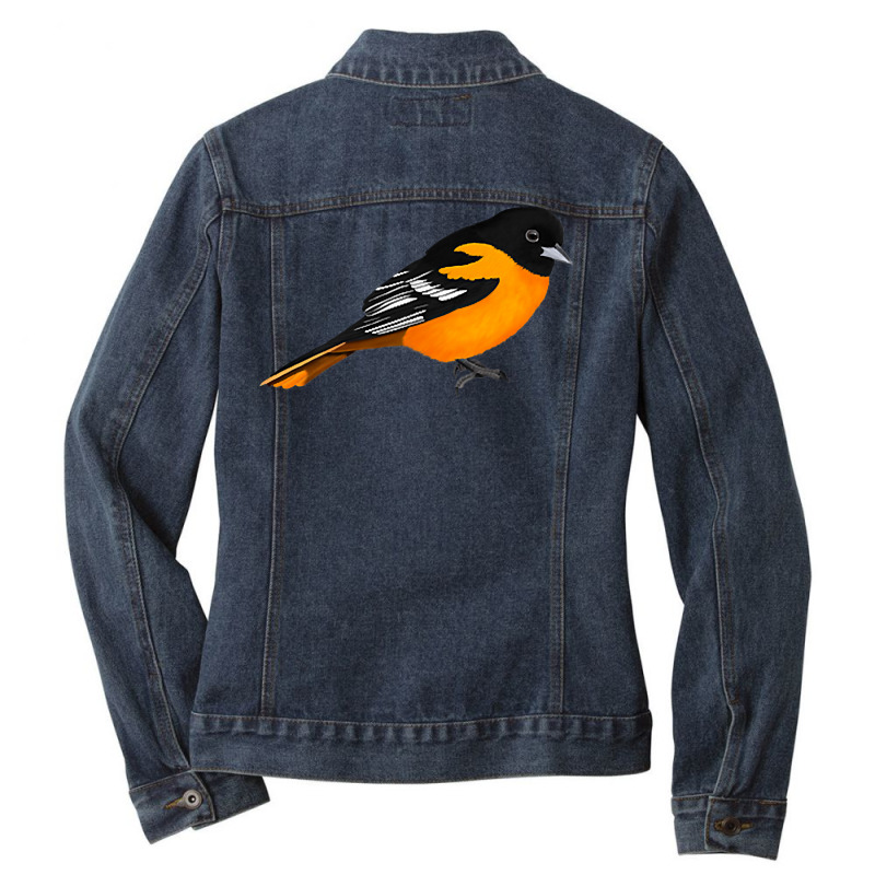 Oriole Bird Birdlover Birdwatcher Ornithologist Bi Ladies Denim Jacket by ervanm | Artistshot