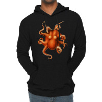 Vintage Red Octopus Blue Lightweight Hoodie | Artistshot