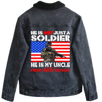 My Uncle Is A Soldier Hero Proud Army Nephew Milit Unisex Sherpa-lined Denim Jacket | Artistshot