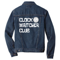 Clock Watcher Club (white On Black) Men Denim Jacket | Artistshot