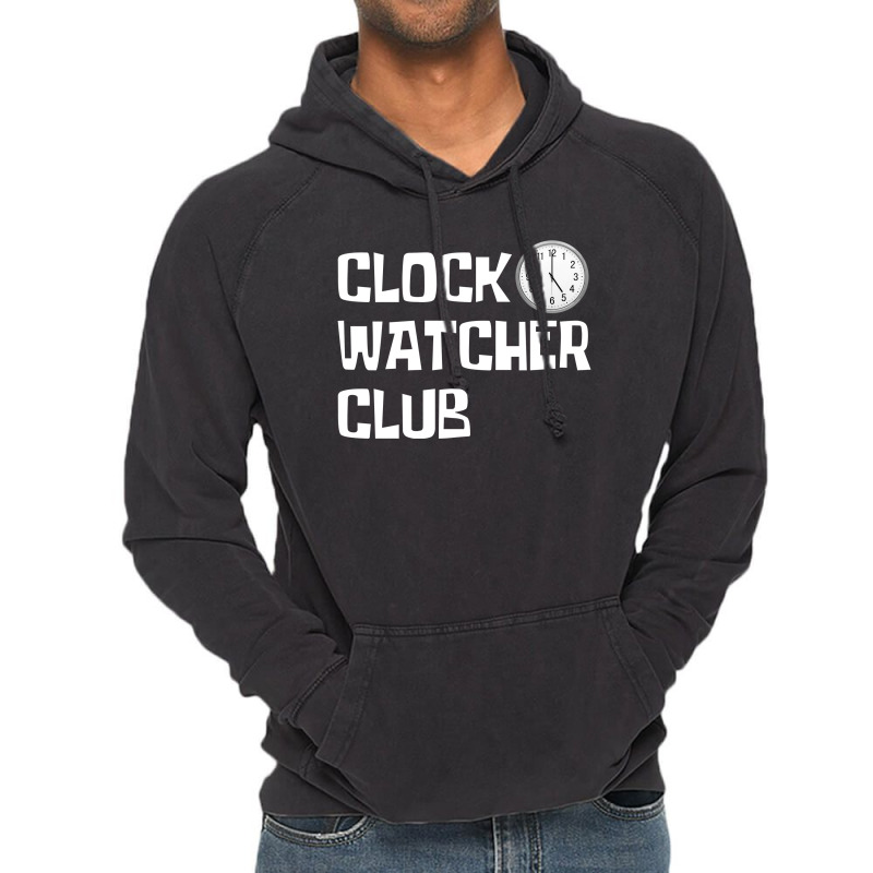 Clock Watcher Club (white On Black) Vintage Hoodie by Magasinfinite | Artistshot