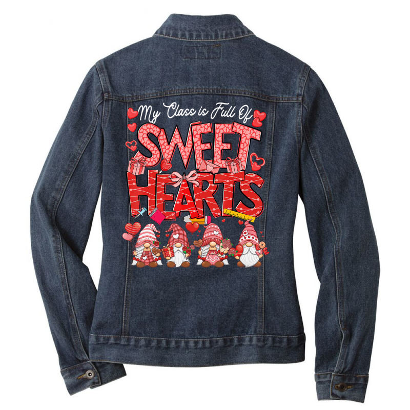 Sisters Before Misters Retro Galentine's Day Heart Ladies Denim Jacket by heffopance | Artistshot