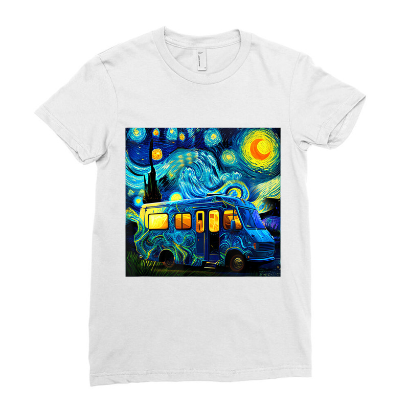 Camping Funny T Shirt, Rv Trailer, Van Gogh, Starr Ladies Fitted T-Shirt by terrilyn | Artistshot