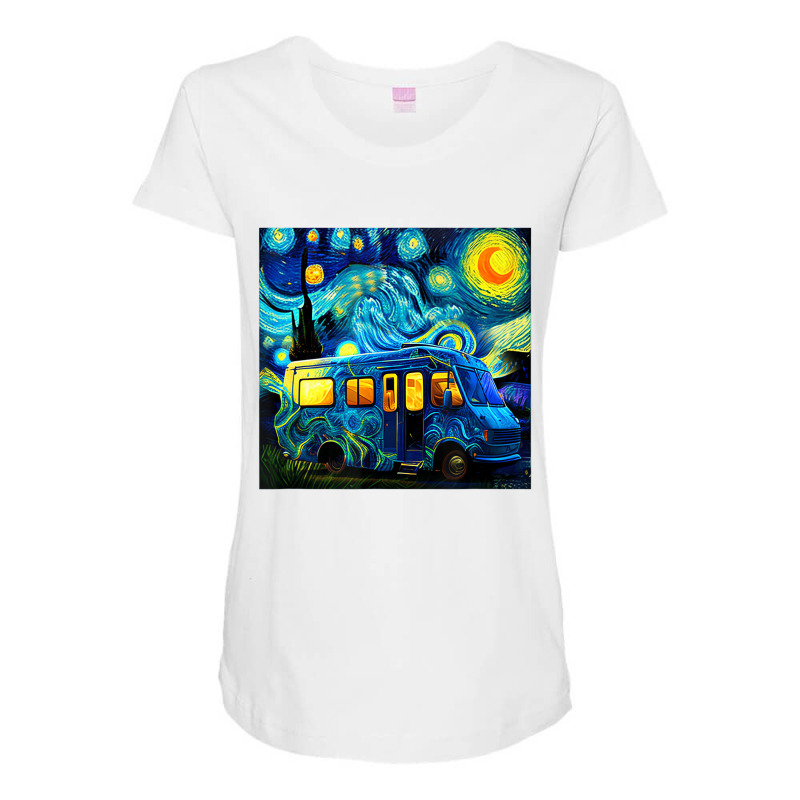 Camping Funny T Shirt, Rv Trailer, Van Gogh, Starr Maternity Scoop Neck T-shirt by terrilyn | Artistshot