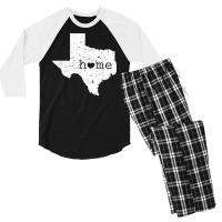 Texas Home T Shirt Distressed Tx Map With Heart T Men's 3/4 Sleeve Pajama Set | Artistshot