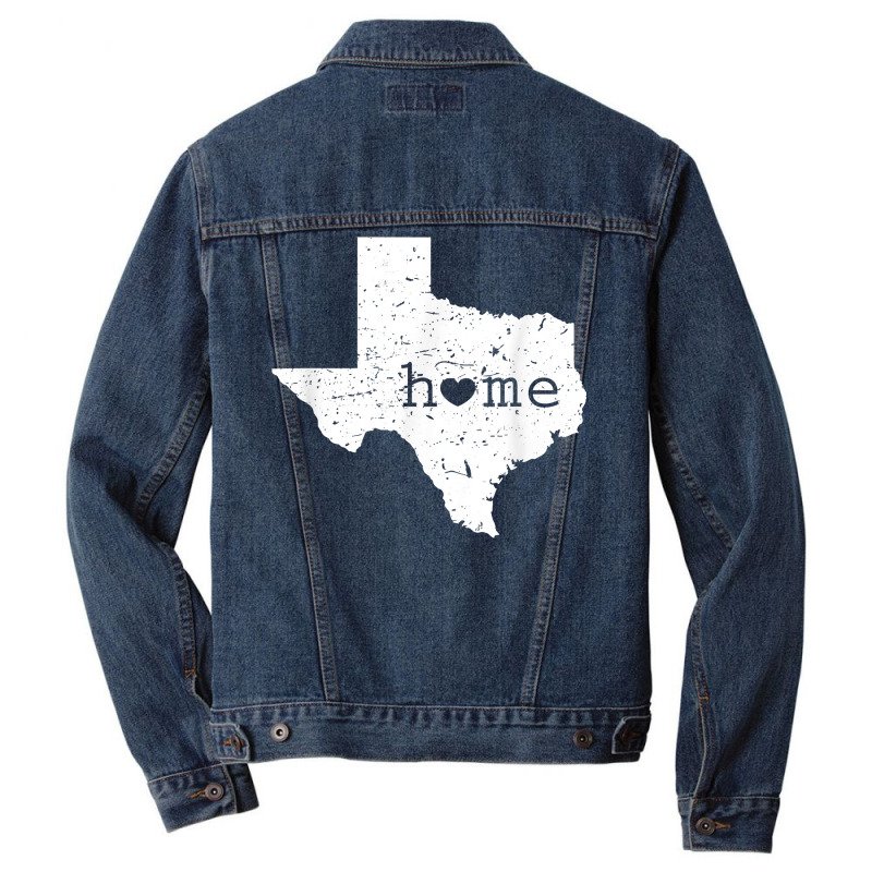 Texas Home T Shirt Distressed Tx Map With Heart T Men Denim Jacket | Artistshot