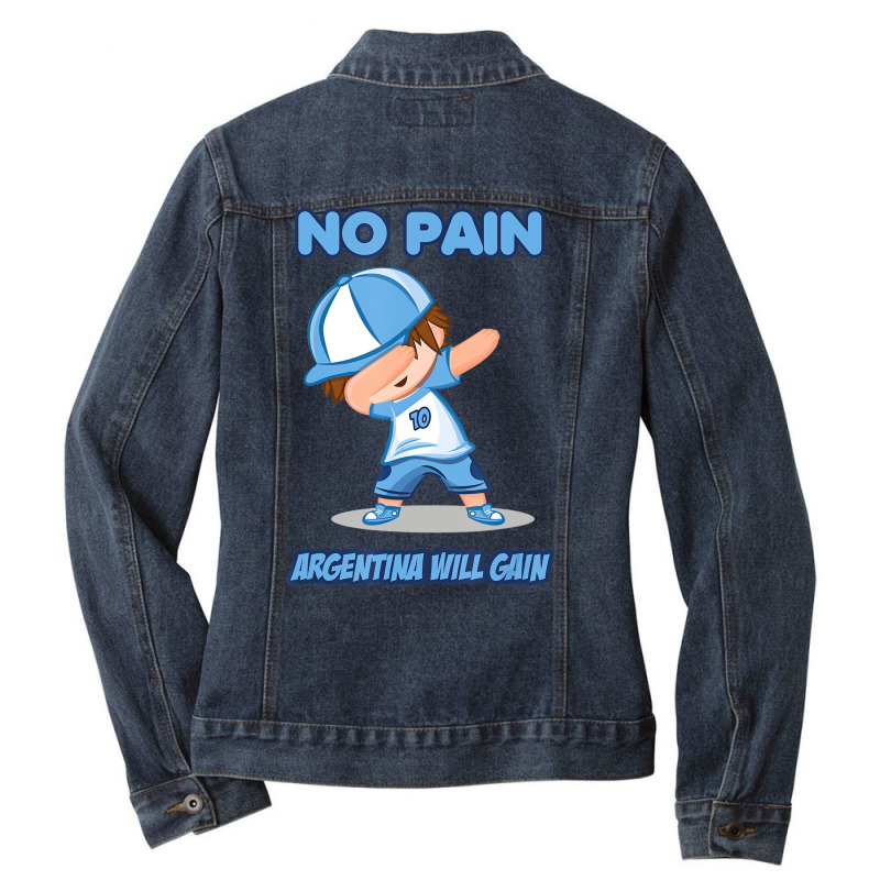 Dabbing Boy Argentina Soccer Fans Jersey Argentina Ladies Denim Jacket by aiiluurosy | Artistshot