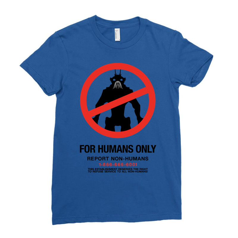 District 9 For Humans Only Ladies Fitted T-Shirt by baymarokanah | Artistshot