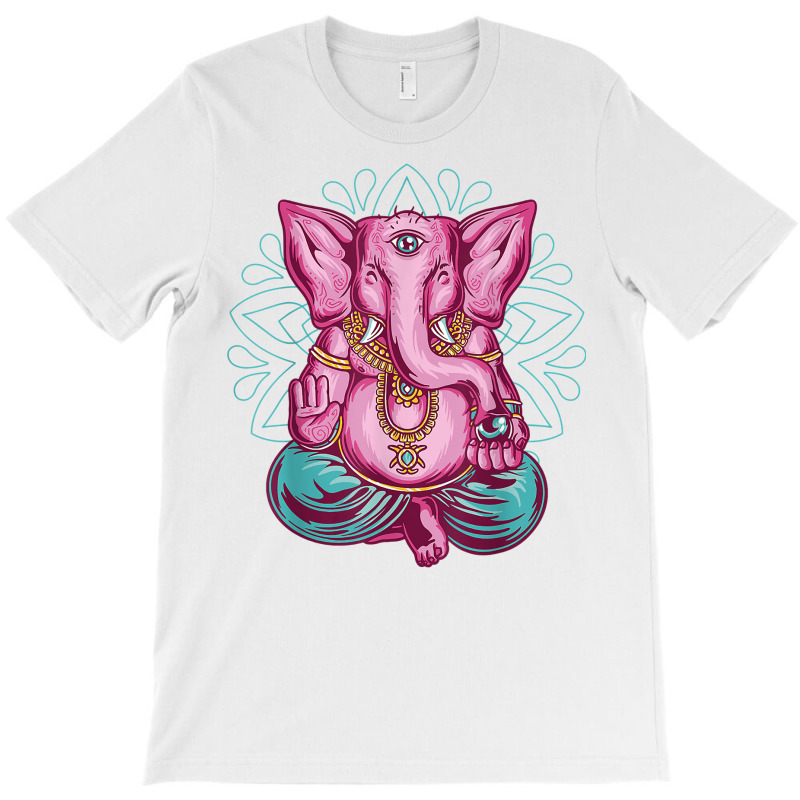 Elephant Meditation Mandala Ornament Lotus Seat Yo T-Shirt by doets | Artistshot