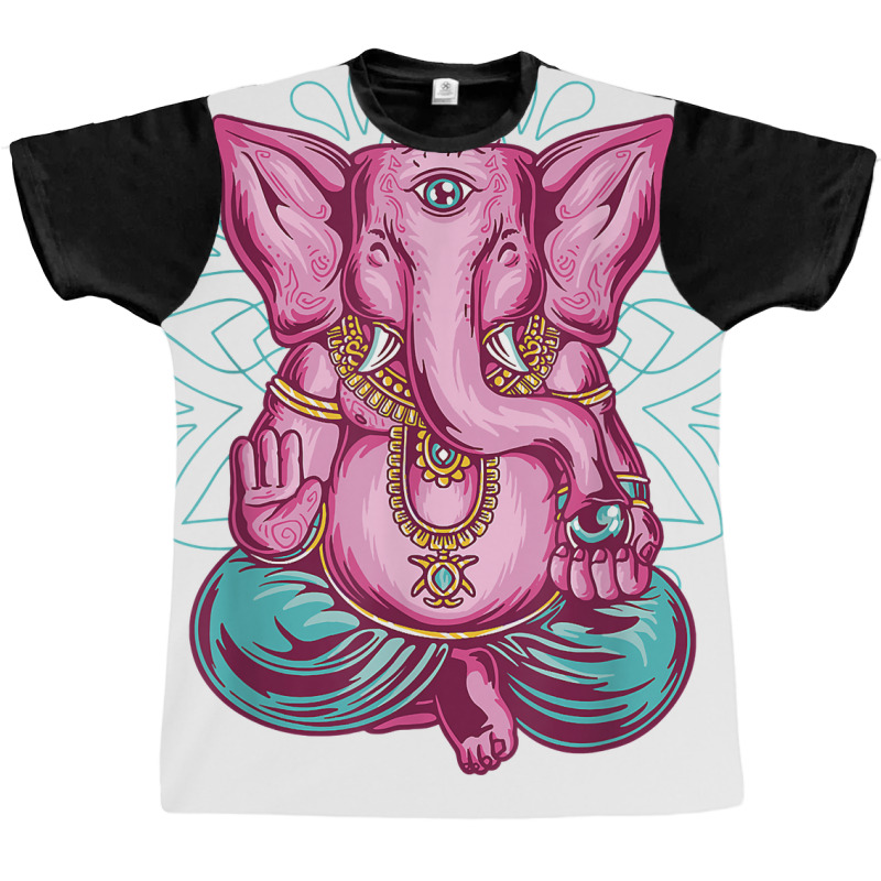 Elephant Meditation Mandala Ornament Lotus Seat Yo Graphic T-shirt by doets | Artistshot