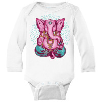 Elephant Meditation Mandala Ornament Lotus Seat Yo Long Sleeve Baby Bodysuit | Artistshot