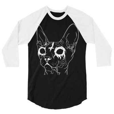 Black Metal Sphynx Cat I Goth And Death Metal T Shirt 3/4 Sleeve Shirt Designed By Blevin