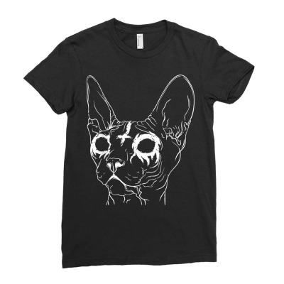 Black Metal Sphynx Cat I Goth And Death Metal T Shirt Ladies Fitted T-shirt Designed By Blevin