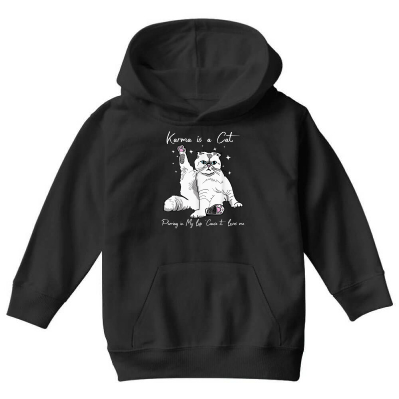 Karma Is A Cat Purring In My Lap Cause It Loves Me Youth Hoodie | Artistshot