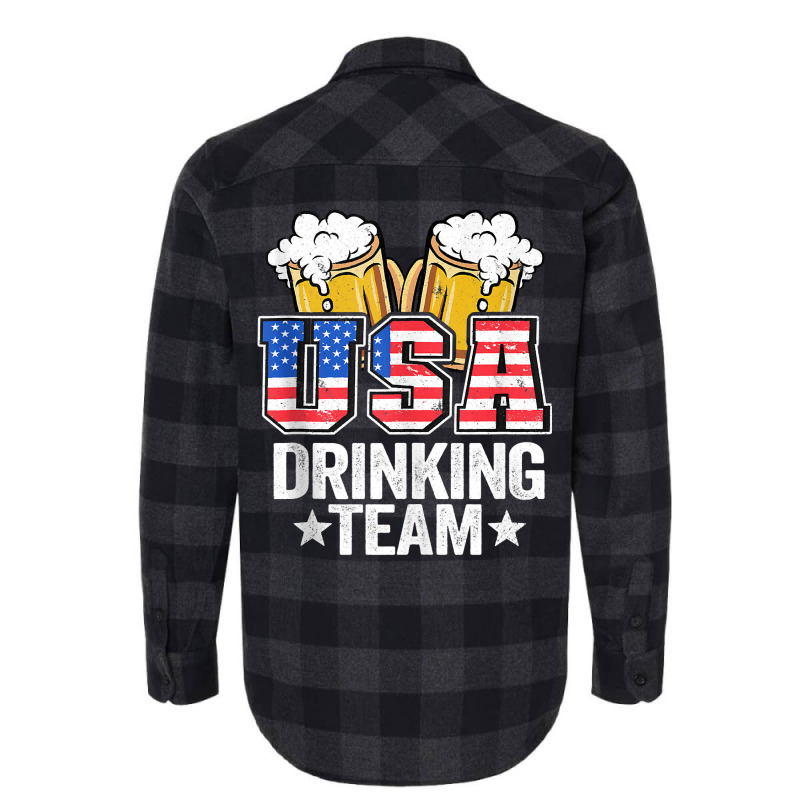 Usa Drinking Team Us American Flag 4th Of July Bee Flannel Shirt | Artistshot