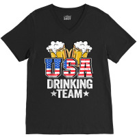 Usa Drinking Team Us American Flag 4th Of July Bee V-neck Tee | Artistshot