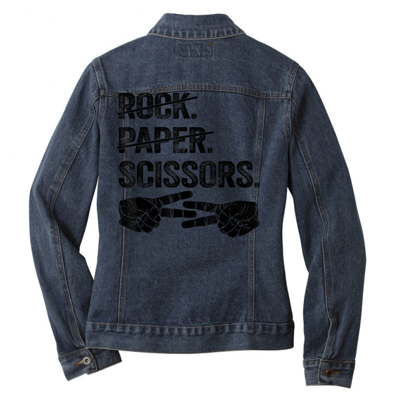 Rock Paper Scissors Tee Lesbian Women Girls Gay Pr Ladies Denim Jacket by refahnes | Artistshot