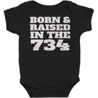 Vintage Born & Raised In The 734 For People From M Baby Bodysuit | Artistshot