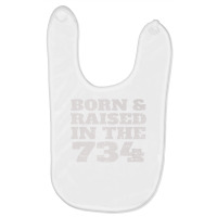 Vintage Born & Raised In The 734 For People From M Baby Bibs | Artistshot