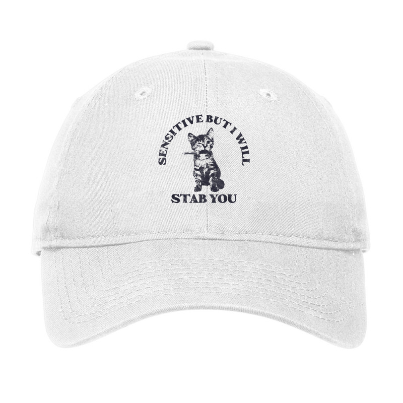 Sensitive But I Will Stab You Funny Cat Horror T S Adjustable Cap by geisea | Artistshot