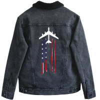 Trending B-52 Stratofortress Bomber Us Flag-eebnj Unisex Sherpa-lined Denim Jacket | Artistshot