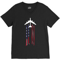 Trending B-52 Stratofortress Bomber Us Flag-eebnj V-neck Tee | Artistshot