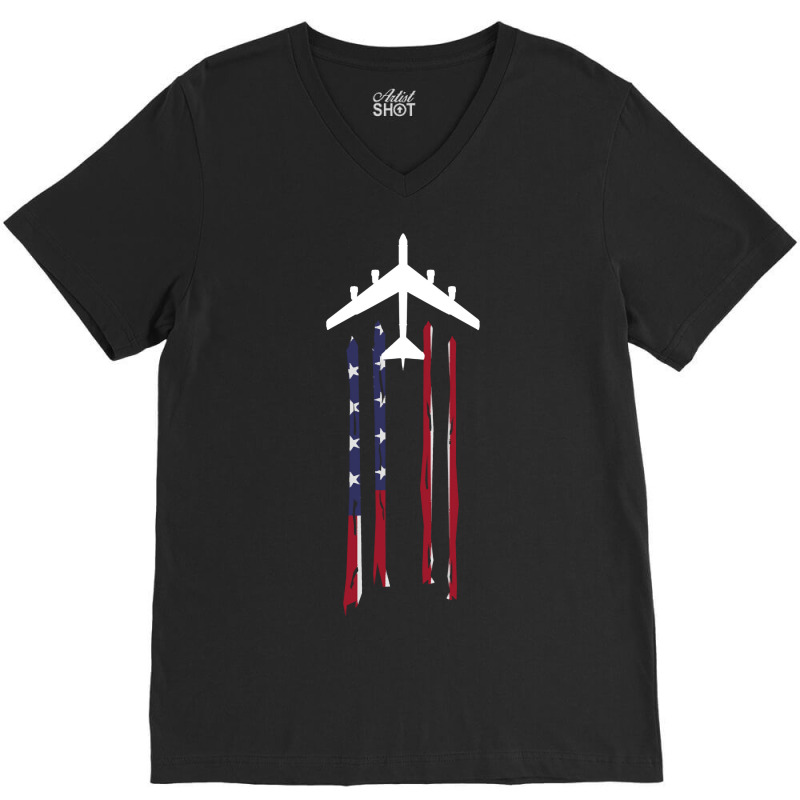 Trending B-52 Stratofortress Bomber Us Flag-eebnj V-Neck Tee by centralfantast | Artistshot