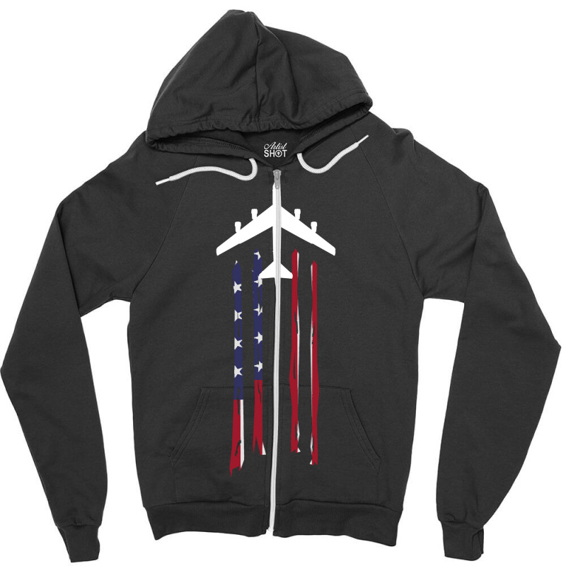 Trending B-52 Stratofortress Bomber Us Flag-eebnj Zipper Hoodie by centralfantast | Artistshot