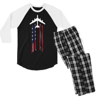 Trending B-52 Stratofortress Bomber Us Flag-eebnj Men's 3/4 Sleeve Pajama Set | Artistshot