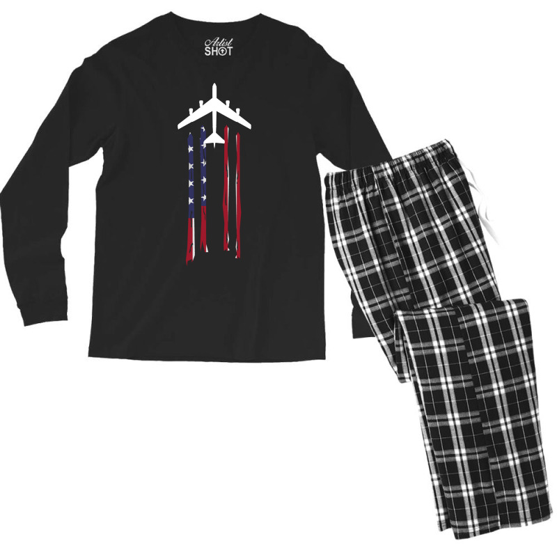 Trending B-52 Stratofortress Bomber Us Flag-eebnj Men's Long Sleeve Pajama Set by centralfantast | Artistshot