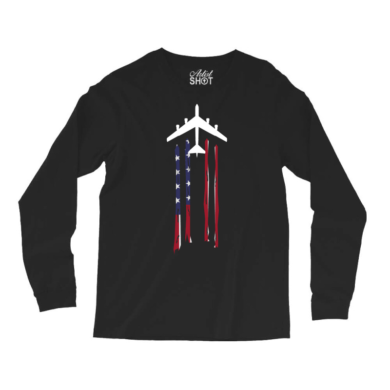 Trending B-52 Stratofortress Bomber Us Flag-eebnj Long Sleeve Shirts by centralfantast | Artistshot