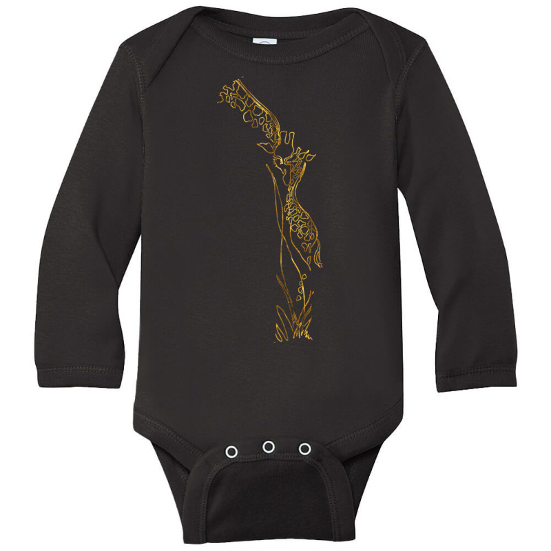 Limited Edition Giraffe Love Black & Gold Long Sleeve Baby Bodysuit by rebeccacameron | Artistshot