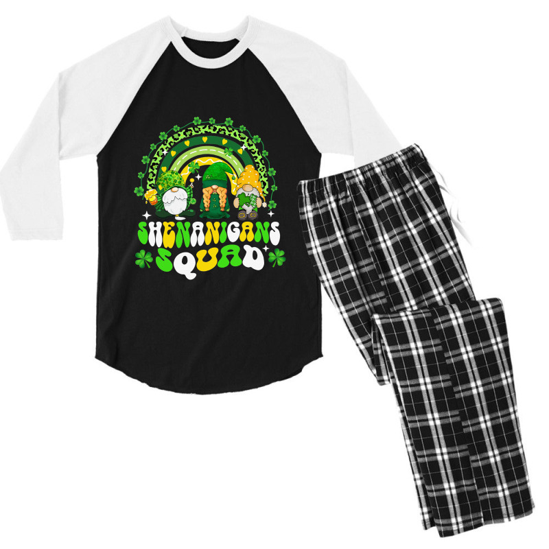 Shenanigans Squad Irish Gnomes Rainbow St Patrick' Men's 3/4 Sleeve Pajama Set | Artistshot