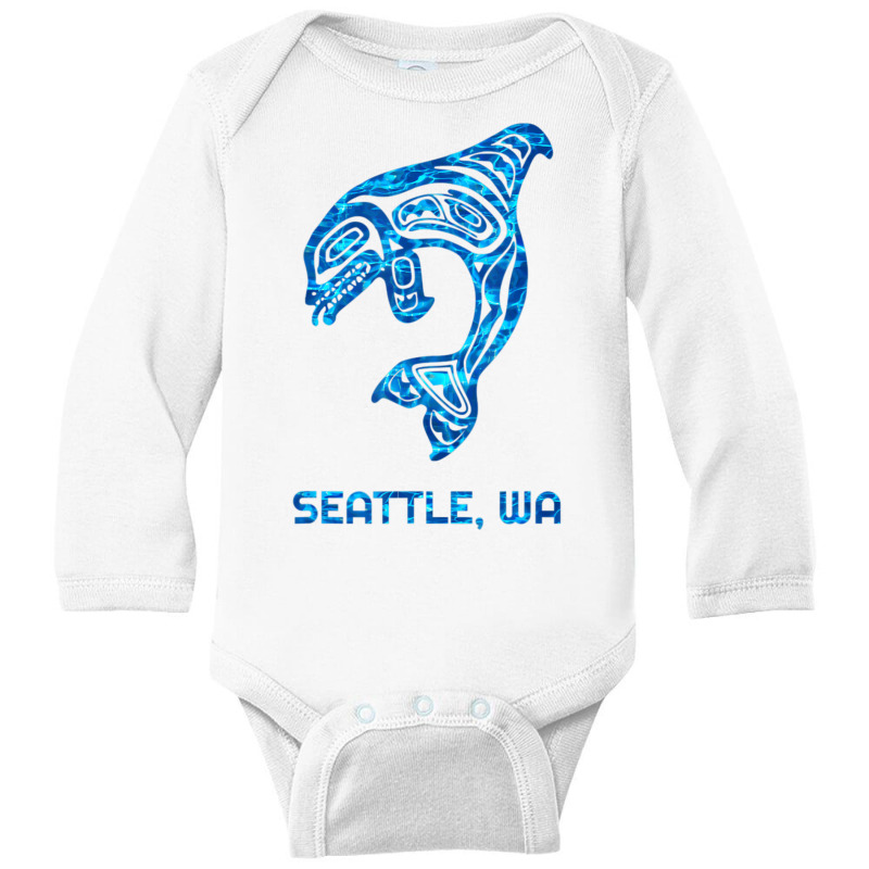 Seattle Washington Native American Indian Orca Kil Long Sleeve Baby Bodysuit by holden | Artistshot