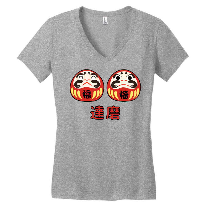 Kawaii Daruma Japan Lover Women's V-Neck T-Shirt by smiratplepelm | Artistshot