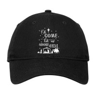 Oh Come Let Us Adore Him Christian Nativity Vintag Adjustable Cap | Artistshot